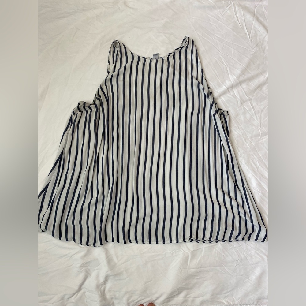 Plus size navy and white striped tank